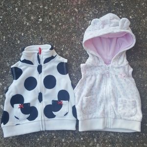 2 Carter's Fleece Sleeveless Vests Baby 3 Months
